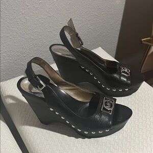 Michael Kors Black Wedges with Silver Studs